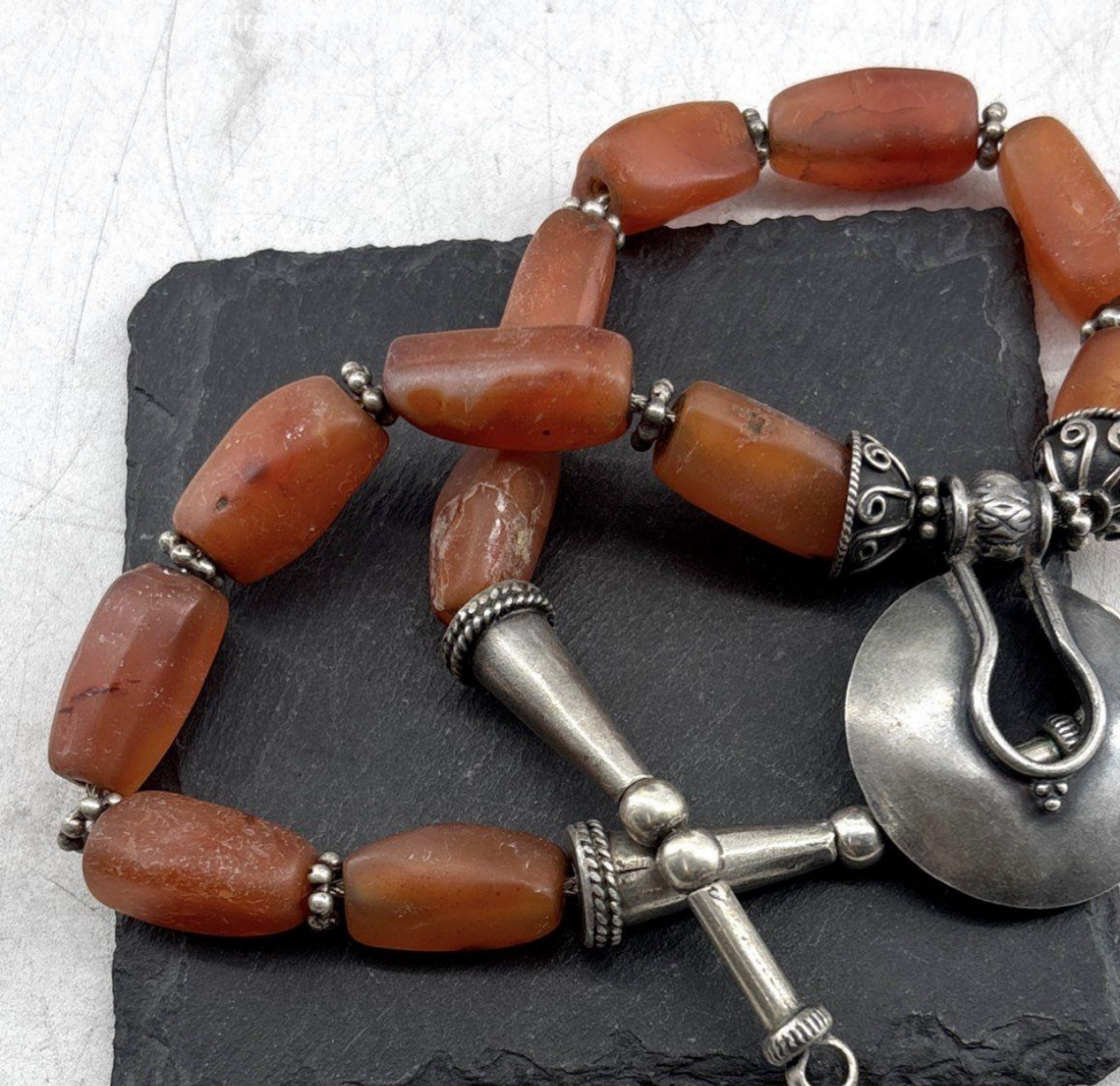 Red Stone and silver necklace
