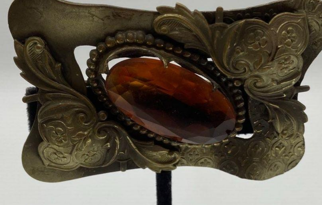 Brass and Amber brooch