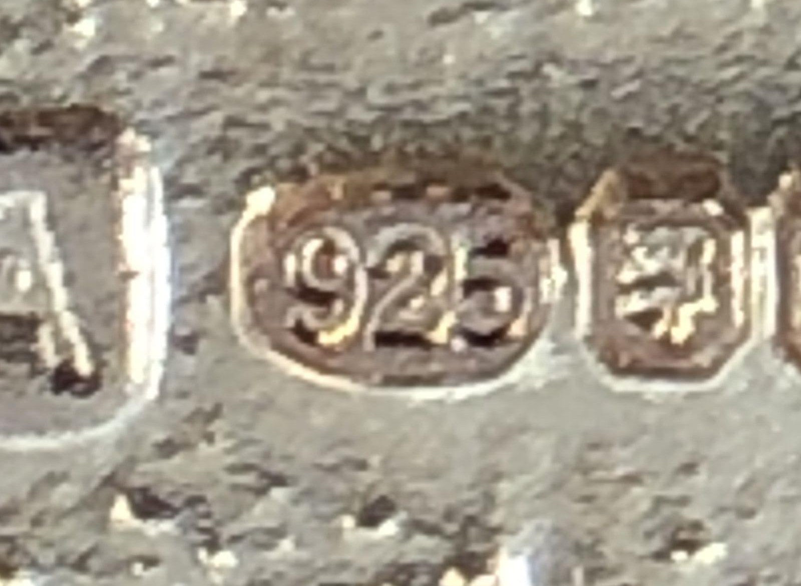 Close up of stamp silver with 925