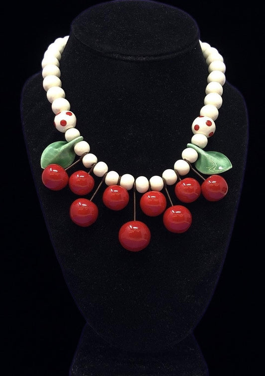 Ceramic cherry necklace